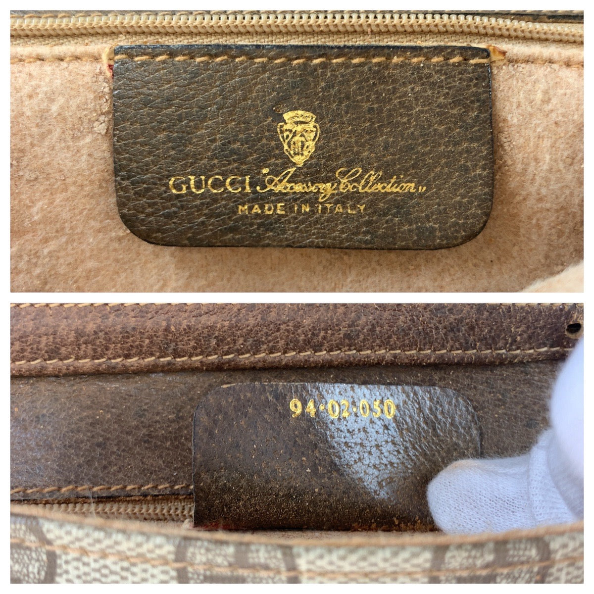 21679
GUCCI Vintage Old Gucci Brown Gold Hardware GG Supreme Canvas / Leather 94 02 050 Shoulder Bag Pochette Women's AB23