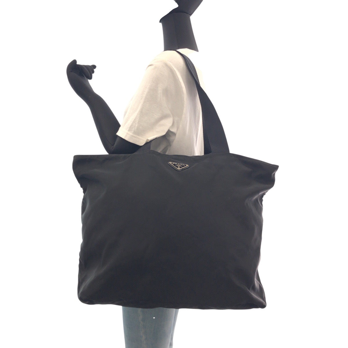 21680
PRADA Tessuto Triangle Logo Plate Black Silver Hardware Nylon Shoulder Bag Handbag Unisex Women's AB