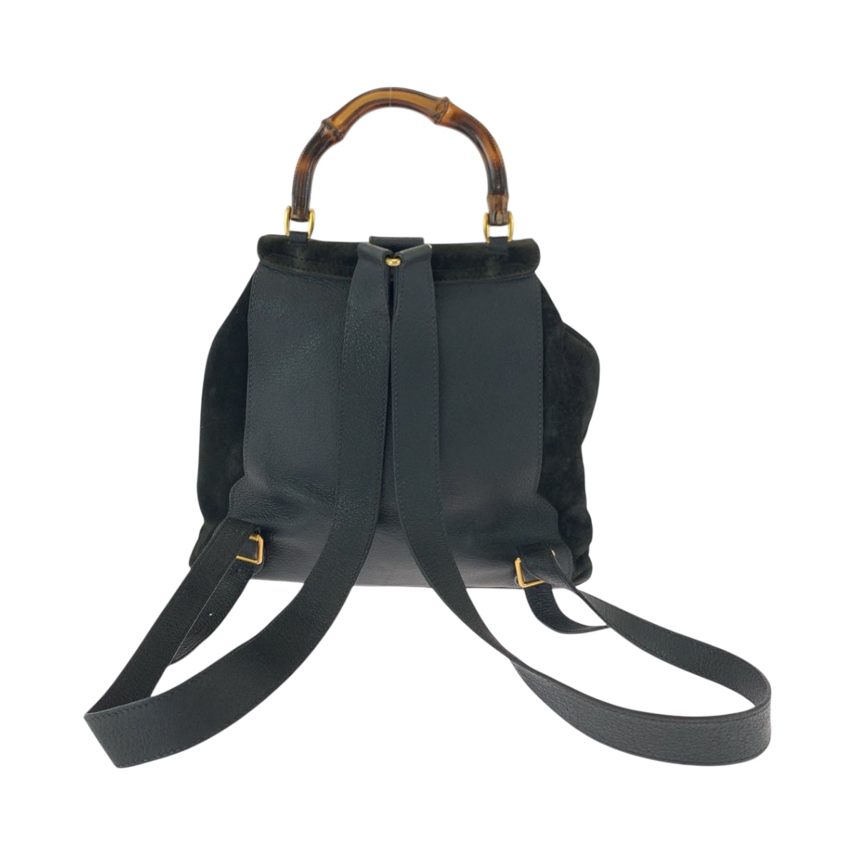 21681
GUCCI グッチ バンブー ブラック 黒 ブラウン ゴールド金具 スウェード / レザー 003 2058 0016 リュック バックパック レディース AB