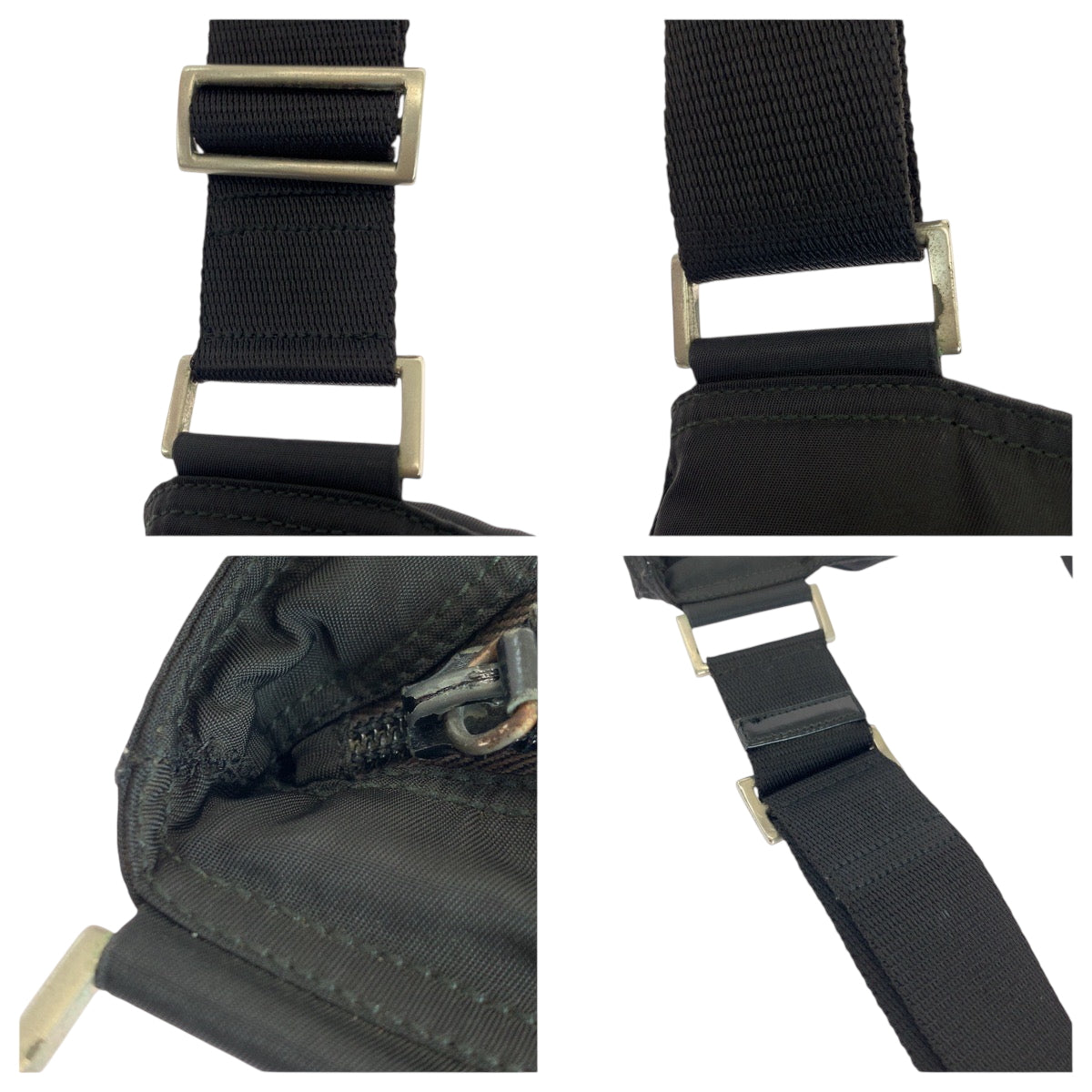 21683
PRADA Tessuto Triangle Logo Plate Black Silver Hardware Nylon Shoulder Bag Sacoche for Women AB