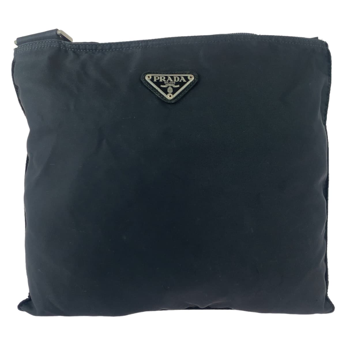 21688
PRADA Tessuto Triangle Logo Plate Black Silver Hardware Nylon Shoulder Bag Messenger Bag Unisex Women's AB