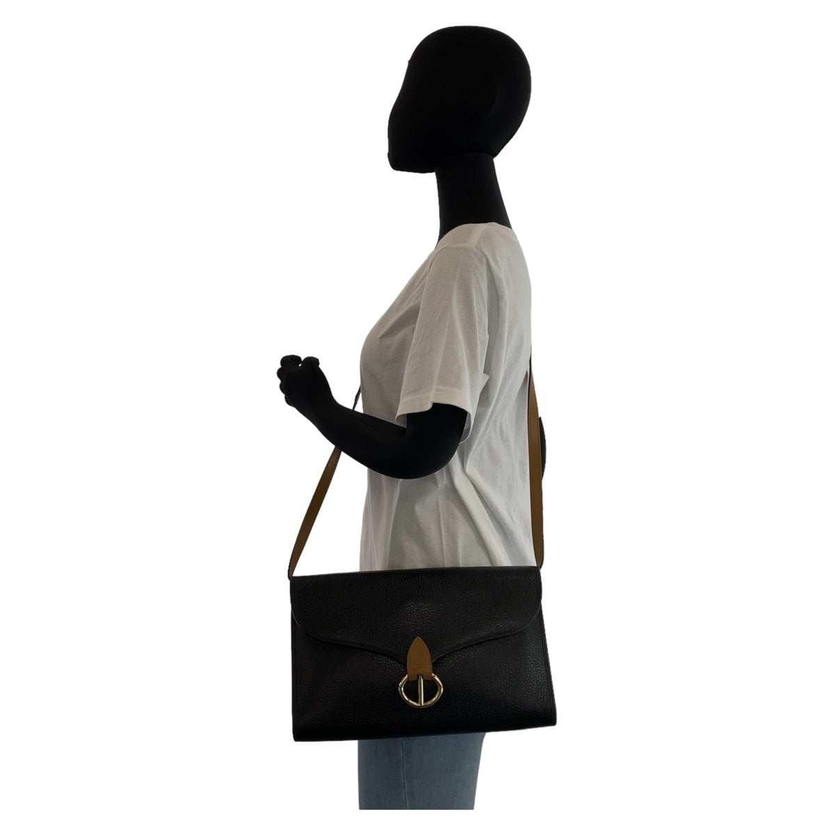 21699
Christian Dior クリスチャンディオール ヴィンテージ ブラック 黒 ゴールド金具 レザー ショルダーバッグ ポシェット レディース AB
