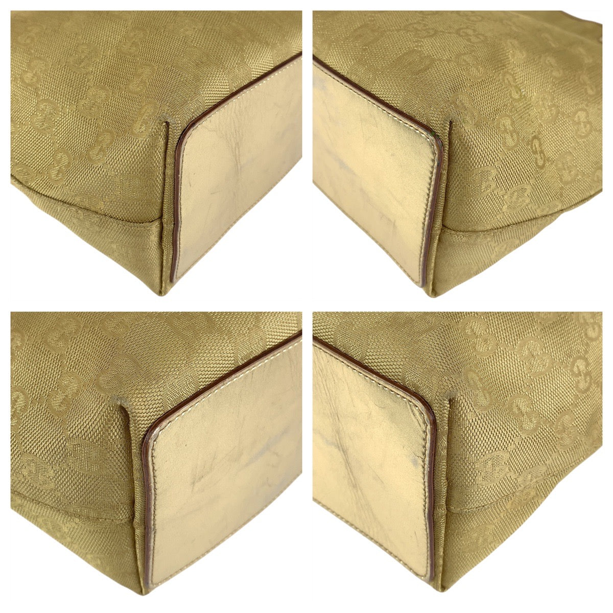 21702
GUCCI Gold GG Canvas / Leather 002 1099 Tote Bag Shoulder Bag Women's AB