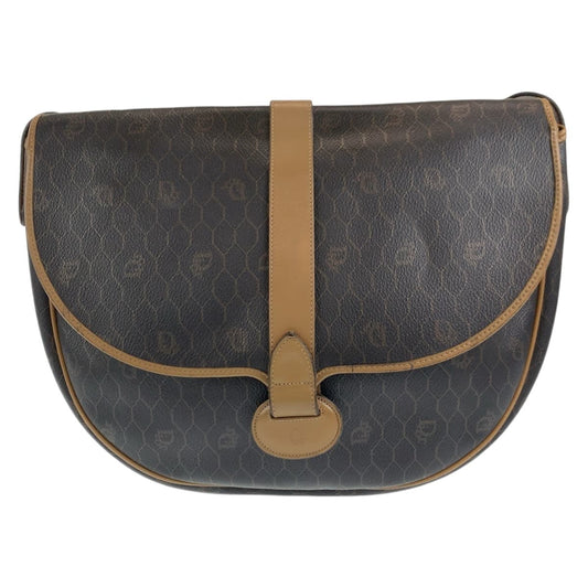 21704
Christian Dior クリスチャンディオール ヴィンテージ ハニカム柄 ブラウン ゴールド金具 レザー ショルダーバック ポシェット レディース AB25