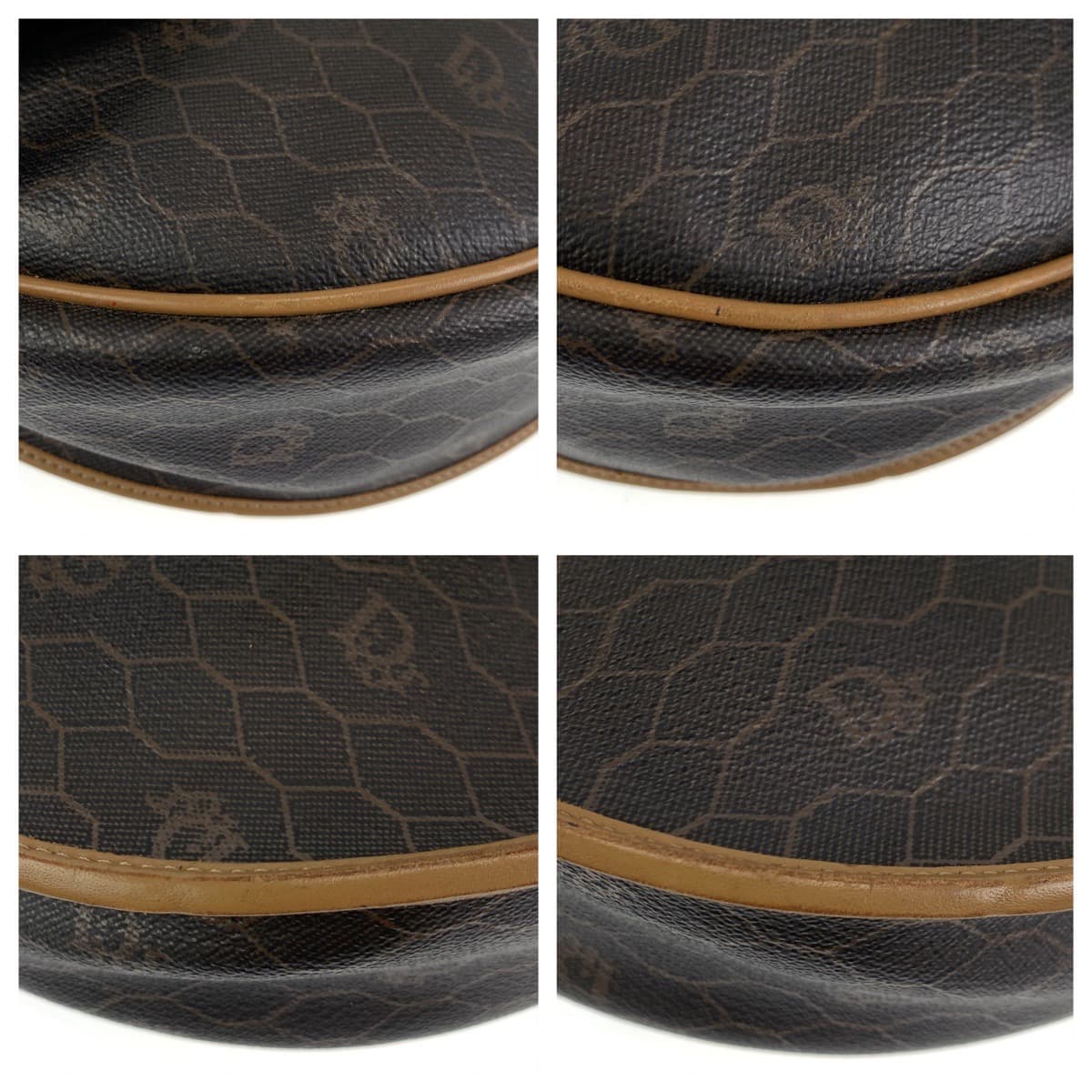 21704
Christian Dior クリスチャンディオール ヴィンテージ ハニカム柄 ブラウン ゴールド金具 レザー ショルダーバック ポシェット レディース AB25