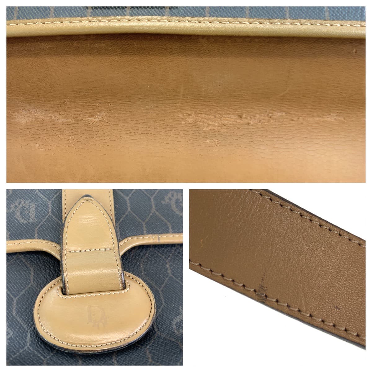 21704
Christian Dior クリスチャンディオール ヴィンテージ ハニカム柄 ブラウン ゴールド金具 レザー ショルダーバック ポシェット レディース AB25