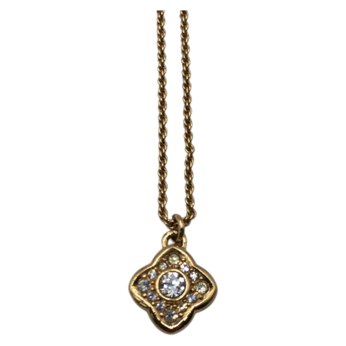 21707
Dior Vintage Rhinestone Gold Tone Metal Necklace Pendant Women's AB