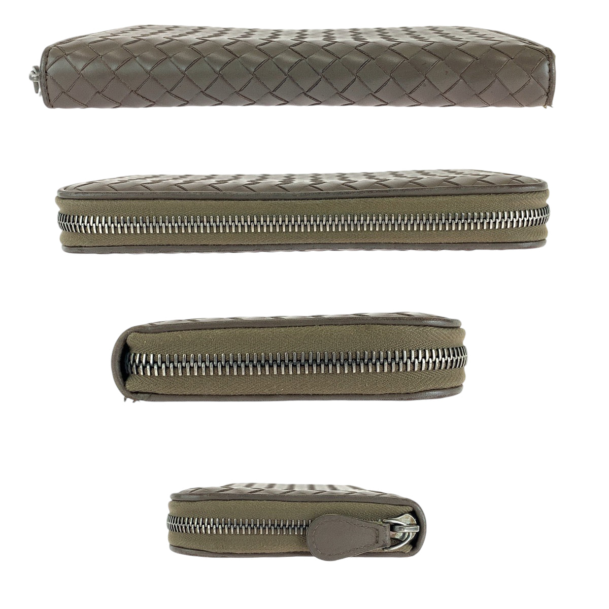 21708
BOTTEGAVENETA ボッテガヴェネタ イントレチャート ブラウン シルバー金具 カーフ V4651 長財布 ラウンドファスナー メンズ ABP25