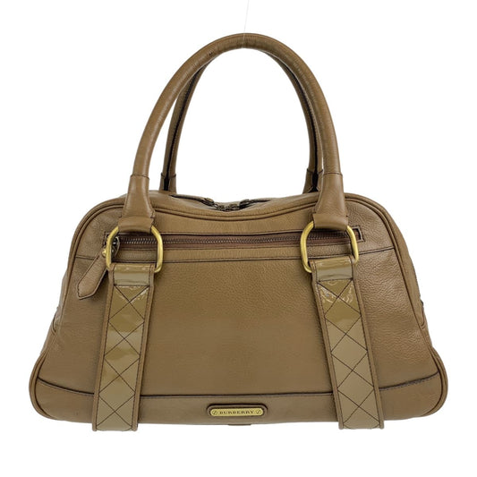 21715
BURBERRY バーバリー 中チェック柄 ベージュ ブラウン ゴールド金具 レザー ハンドバッグ ショルダーバッグ レディース ABP21