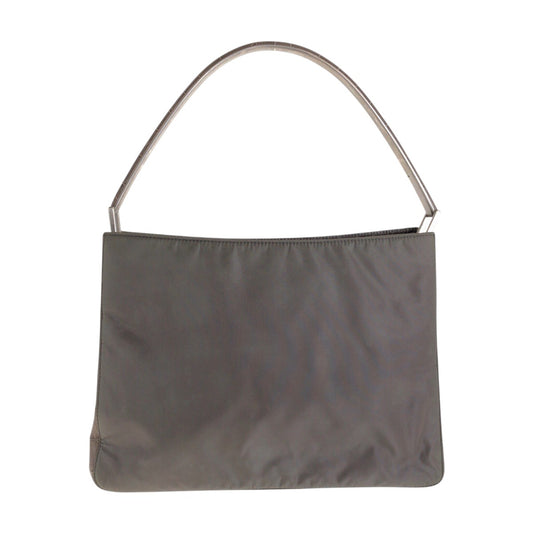 21718
PRADA プラダ テスート 型押し グレー シルバー金具 ナイロン / レザー ハンドバッグ ショルダーバッグ レディース AB
