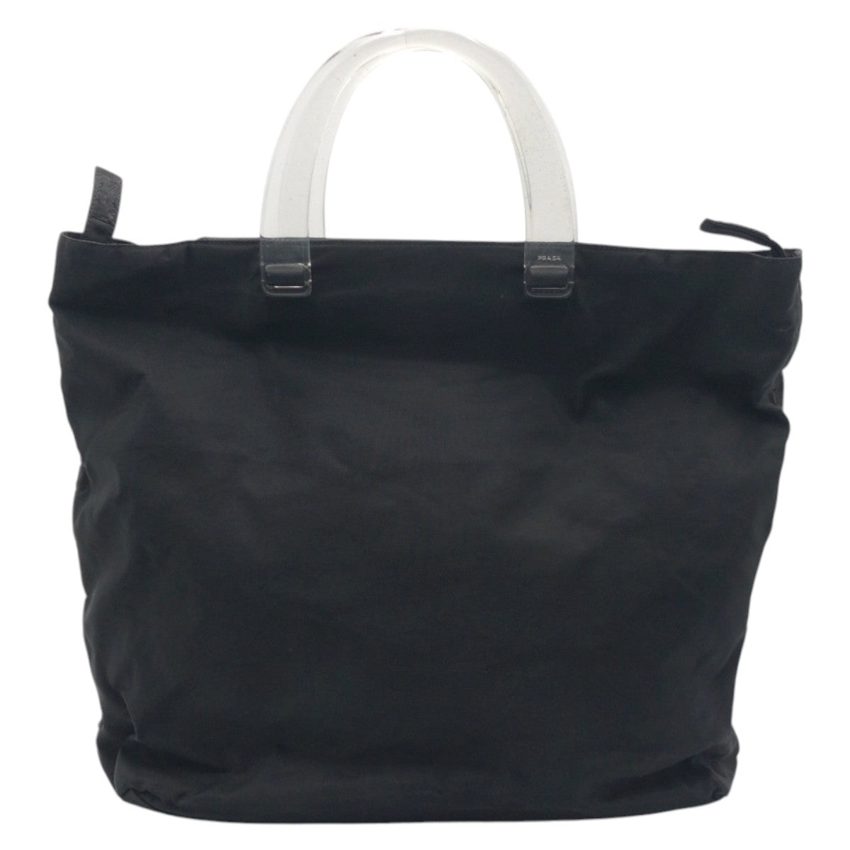21722
PRADA プラダ テスート 三角ロゴ ブラック 黒 ナイロン / プラスチック ハンドバッグ トートバッグ レディース ABP18