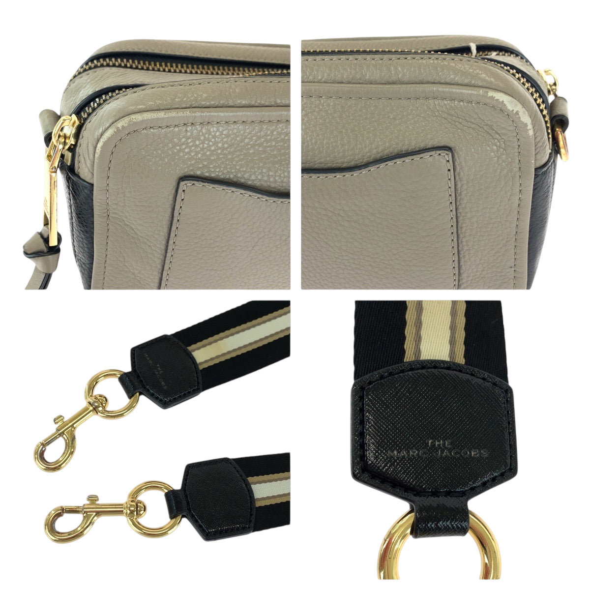 21733
MARC BY MARC JACOBS マークバイマークジェイコブス ベージュ ブラック ゴールド金具 レザー F SE 2250 ショルダーバッグ ポシェット レディース AB