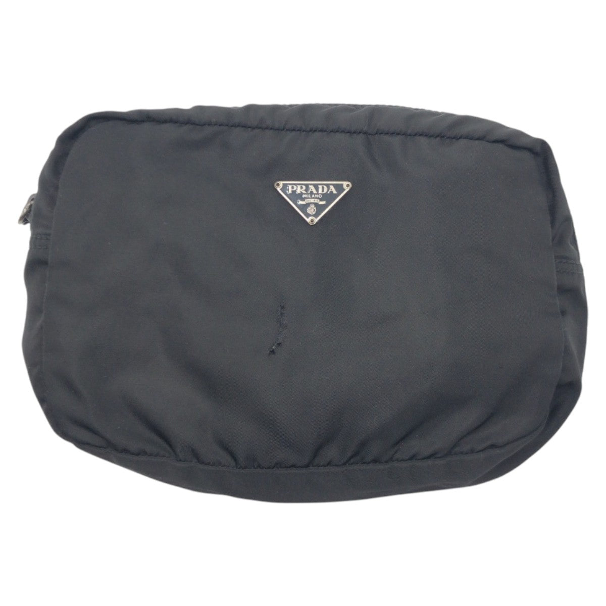 21736
PRADA プラダ テスート 三角ロゴ ブラック 黒 ナイロン ポーチ メイクポーチ 男女兼用 レディース B7