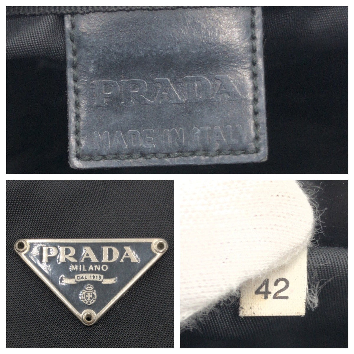 21736
PRADA プラダ テスート 三角ロゴ ブラック 黒 ナイロン ポーチ メイクポーチ 男女兼用 レディース B7