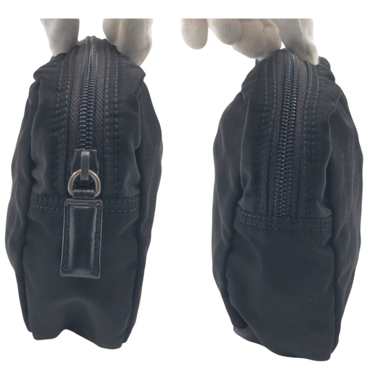 21736
PRADA プラダ テスート 三角ロゴ ブラック 黒 ナイロン ポーチ メイクポーチ 男女兼用 レディース B7