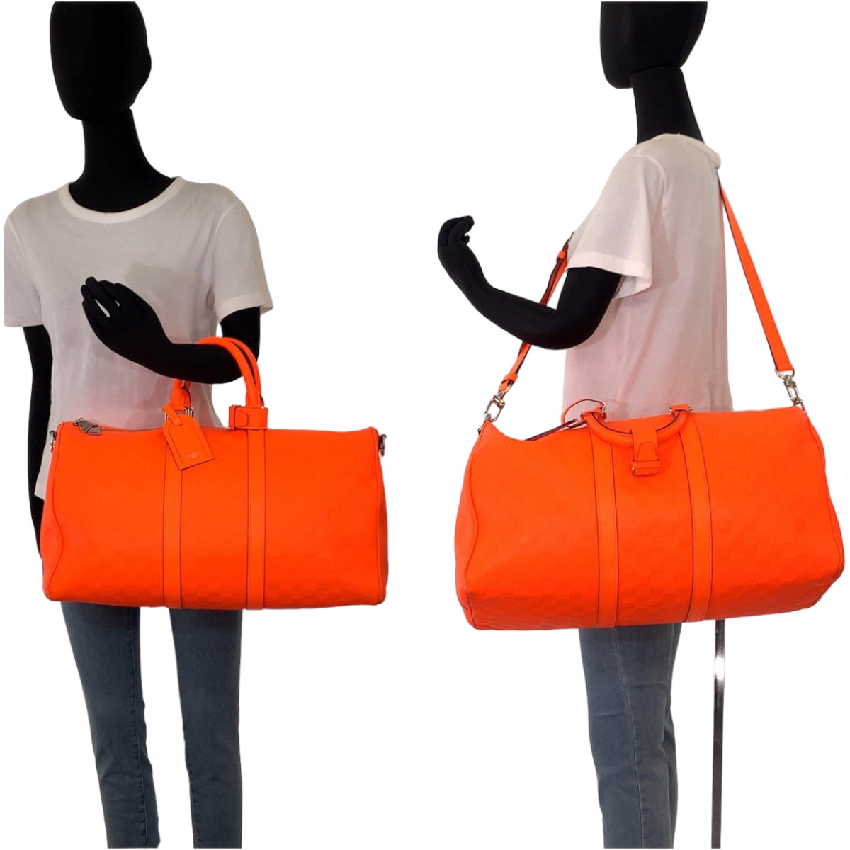 21738
LOUIS VUITTON ルイヴィトン ダミニアンアンフィニ キーポル45 バンドリエール フュージョンオレンジ シルバー金具 PVC N41142 ボストンバッグ ショルダーバッグ メンズ AB160