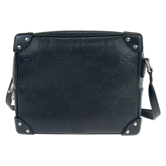 21739
GUCCI グッチ GGエンボス ブラック シルバー金具 レザー 626363 斜め掛け ショルダーバッグ ソフトトランク メンズ A125