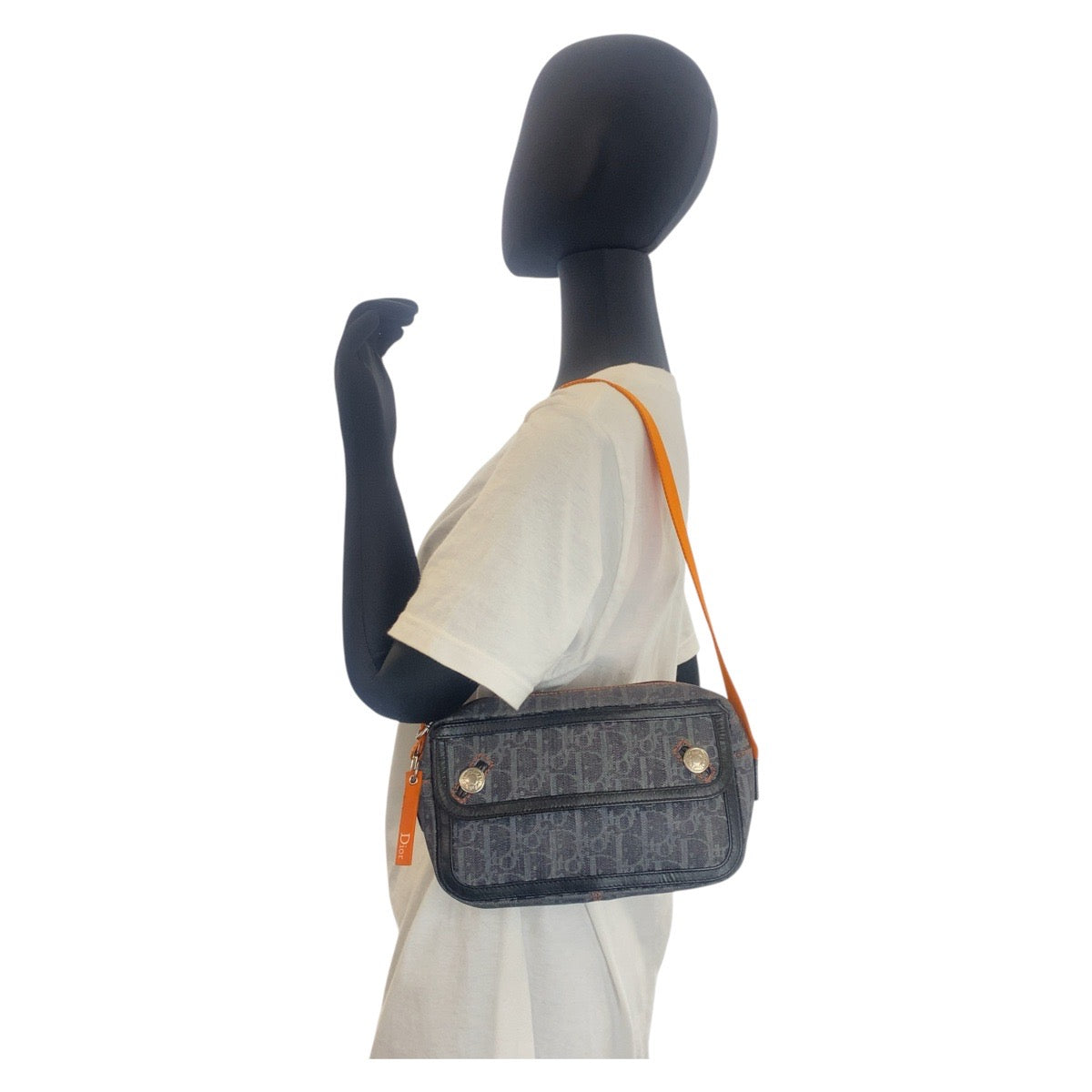 21742
Dior ディオール フライトライン トロッター ネイビー ブラック オレンジ シルバー金具 キャンバス ショルダーバッグ ポシェット レディース ABP52