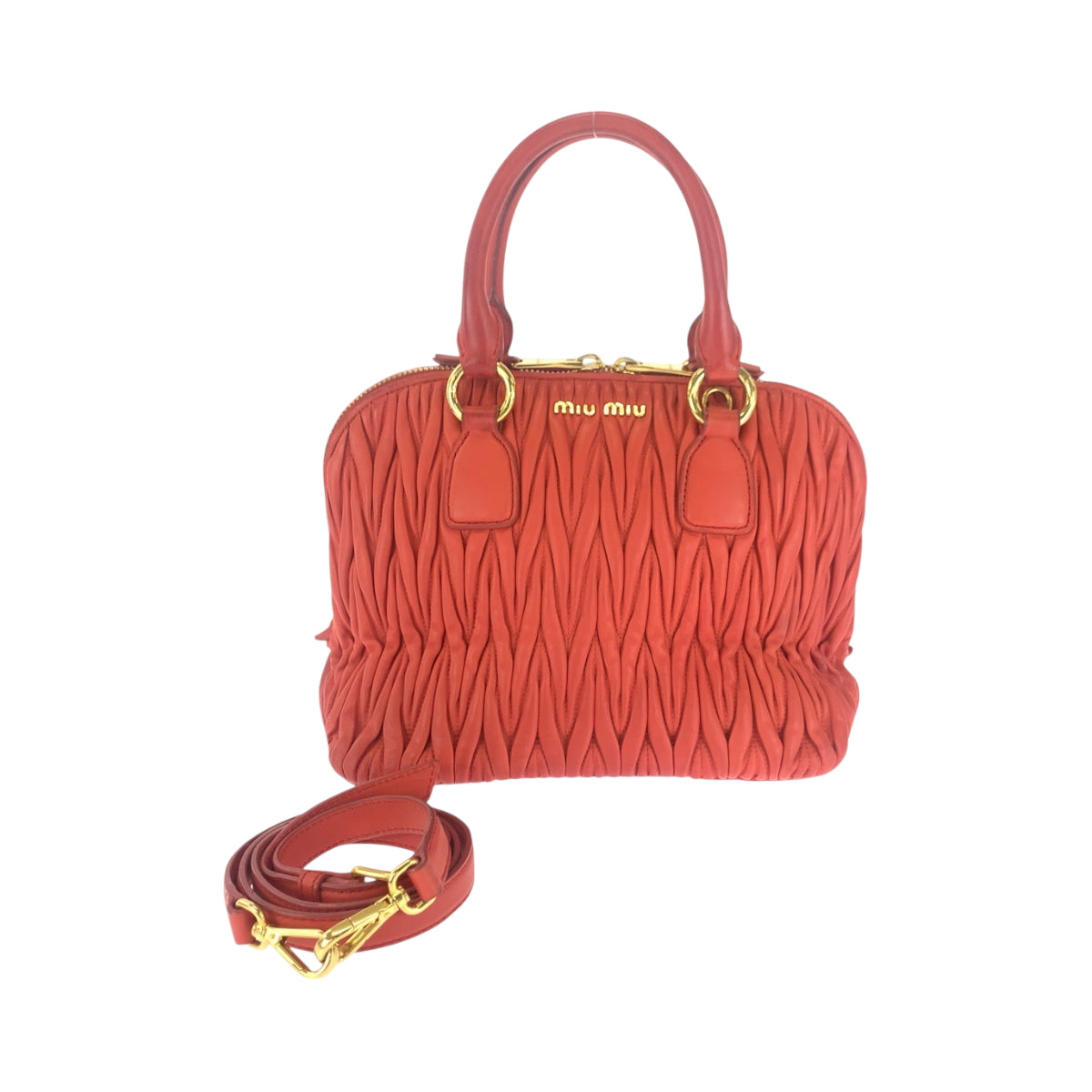 21743
MIUMIU ミュウミュウ マテラッセ オレンジ ゴールド金具 レザー 5BB097 ショルダーバッグ ハンドバッグ 2way レディース AB52