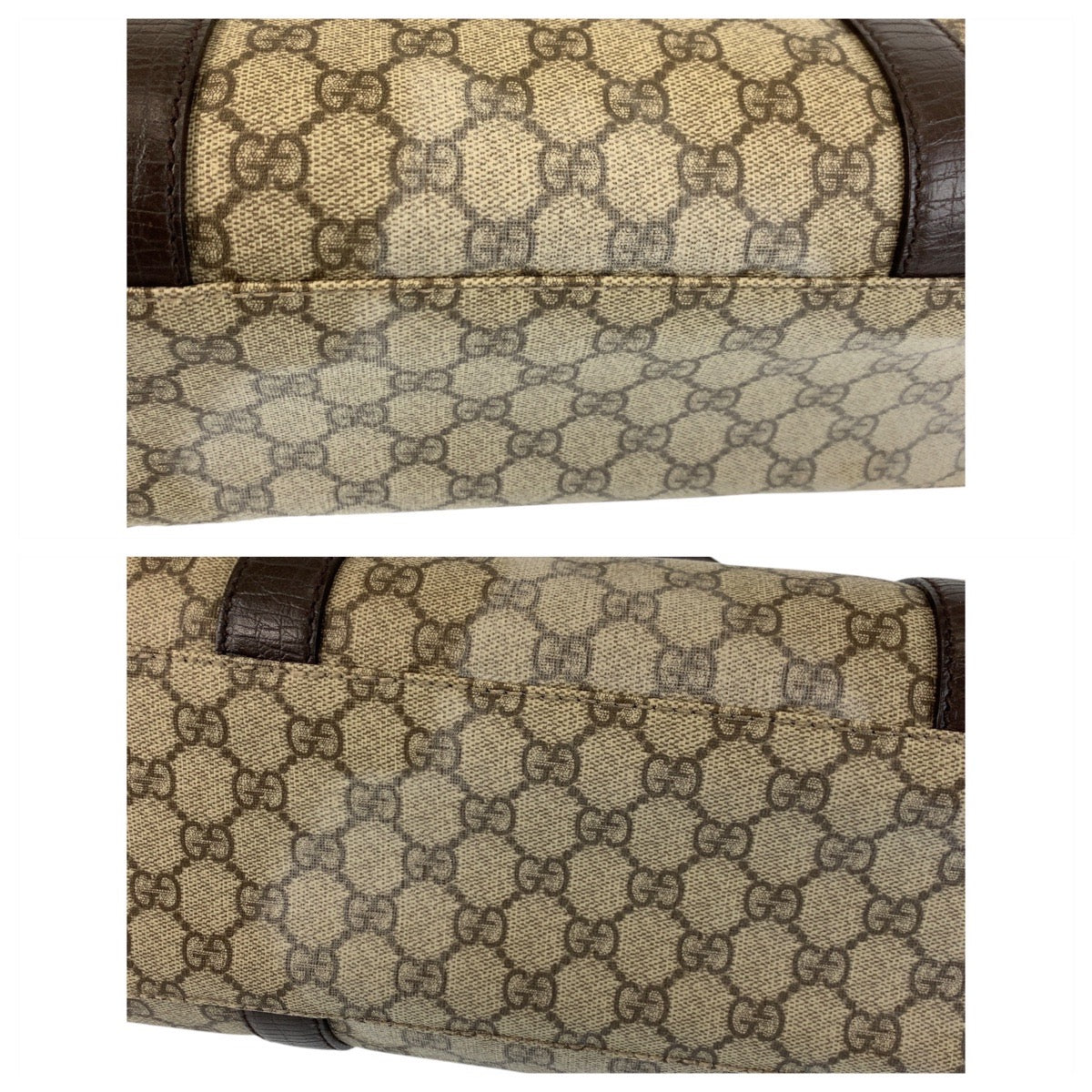 21746
GUCCI Beige Brown GG Supreme Canvas / Leather 114288 Tote Bag Shoulder Bag Ladies ABP48