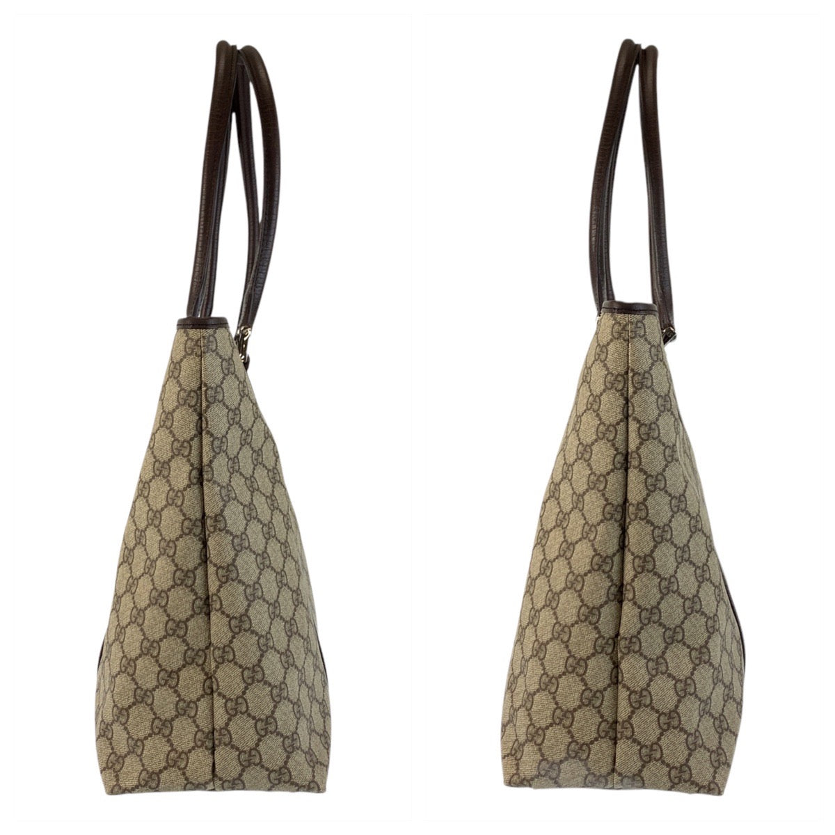 21746
GUCCI Beige Brown GG Supreme Canvas / Leather 114288 Tote Bag Shoulder Bag Ladies ABP48