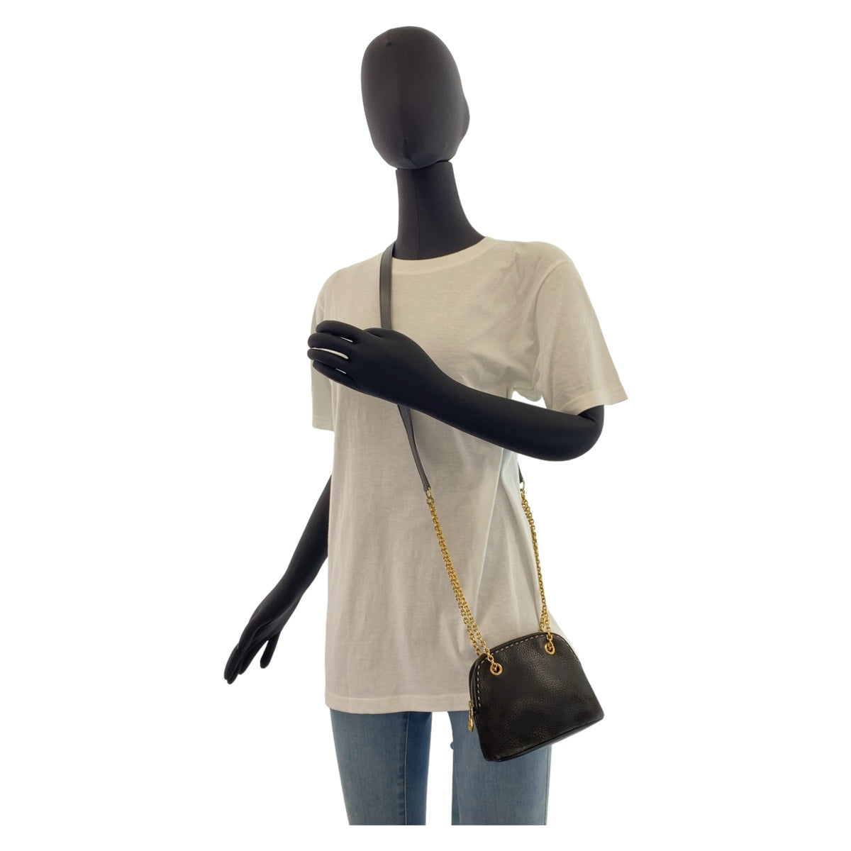21750
CELINE セリーヌ ヴィンテージ トリオンフ ブラック 黒 ゴールド金具 レザー ミニショルダーバッグ アクセサリーポーチ ポシェット レディース ABP38