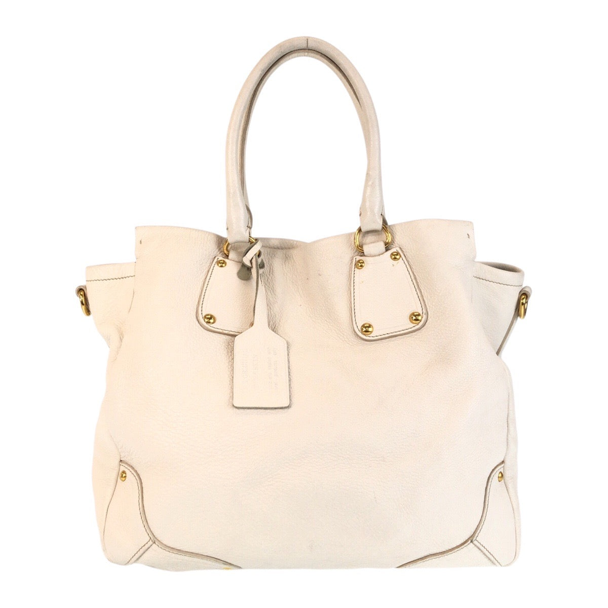 21753
PRADA プラダ ヴィッテロダイノ ホワイト アイボリー ゴールド金具 レザー トートバッグ ショルダーバッグ 2way レディース AB46
