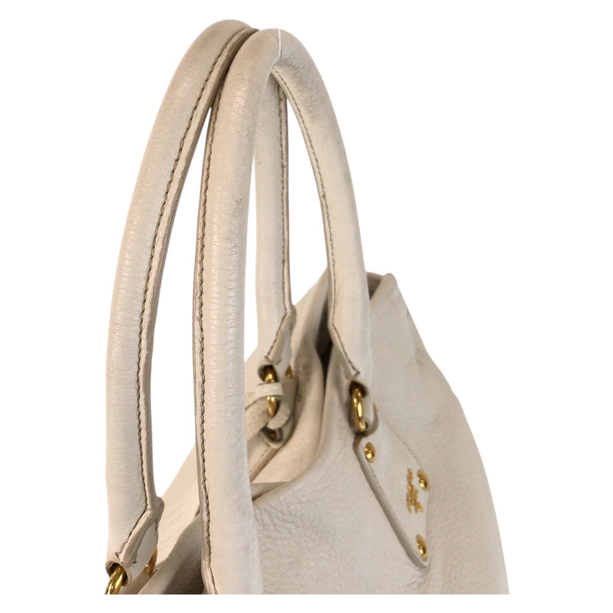 21753
PRADA プラダ ヴィッテロダイノ ホワイト アイボリー ゴールド金具 レザー トートバッグ ショルダーバッグ 2way レディース AB46