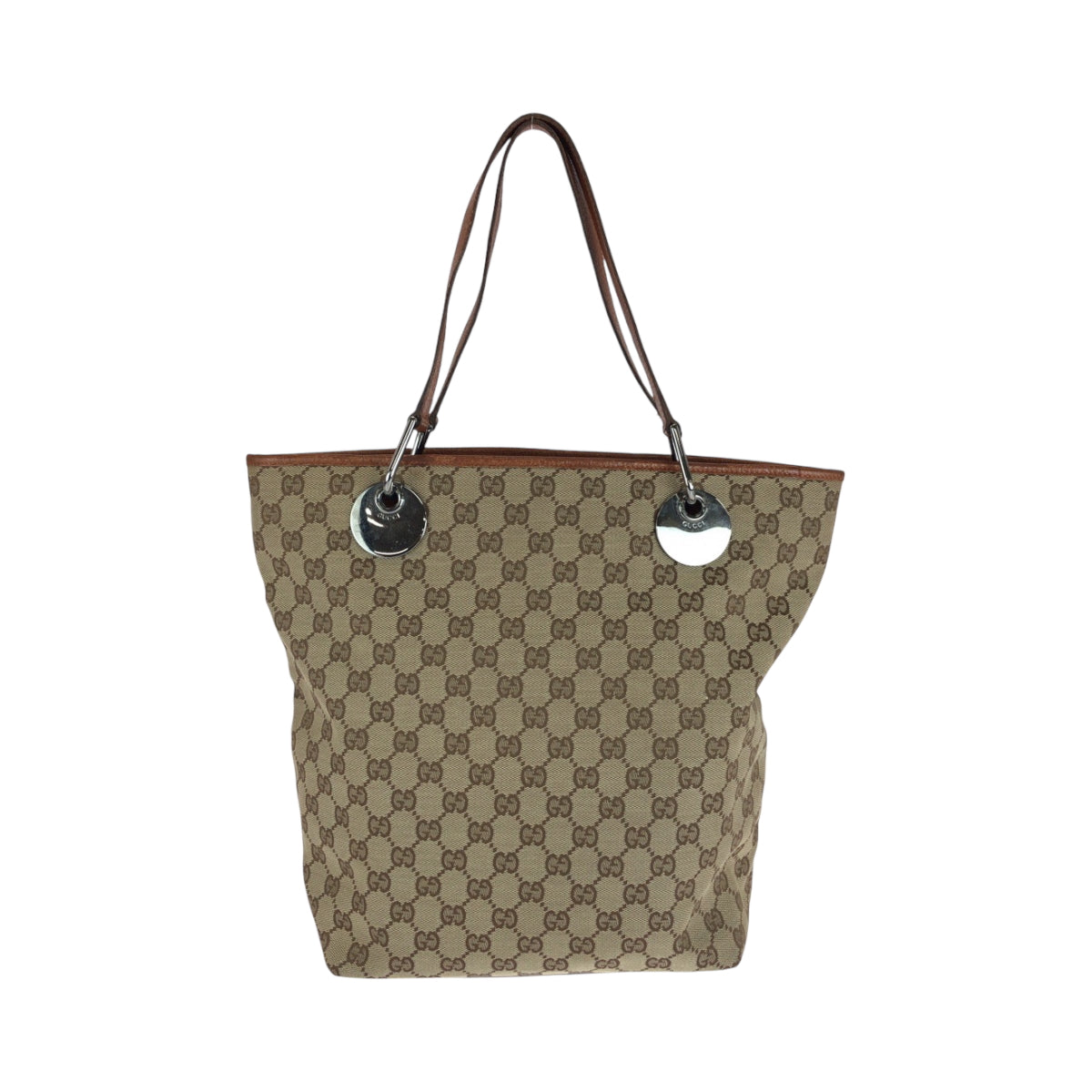 21755
GUCCI グッチ ブラウン シルバー金具 GGキャンバス 120836 トートバッグ ショルダーバッグ レディース A46