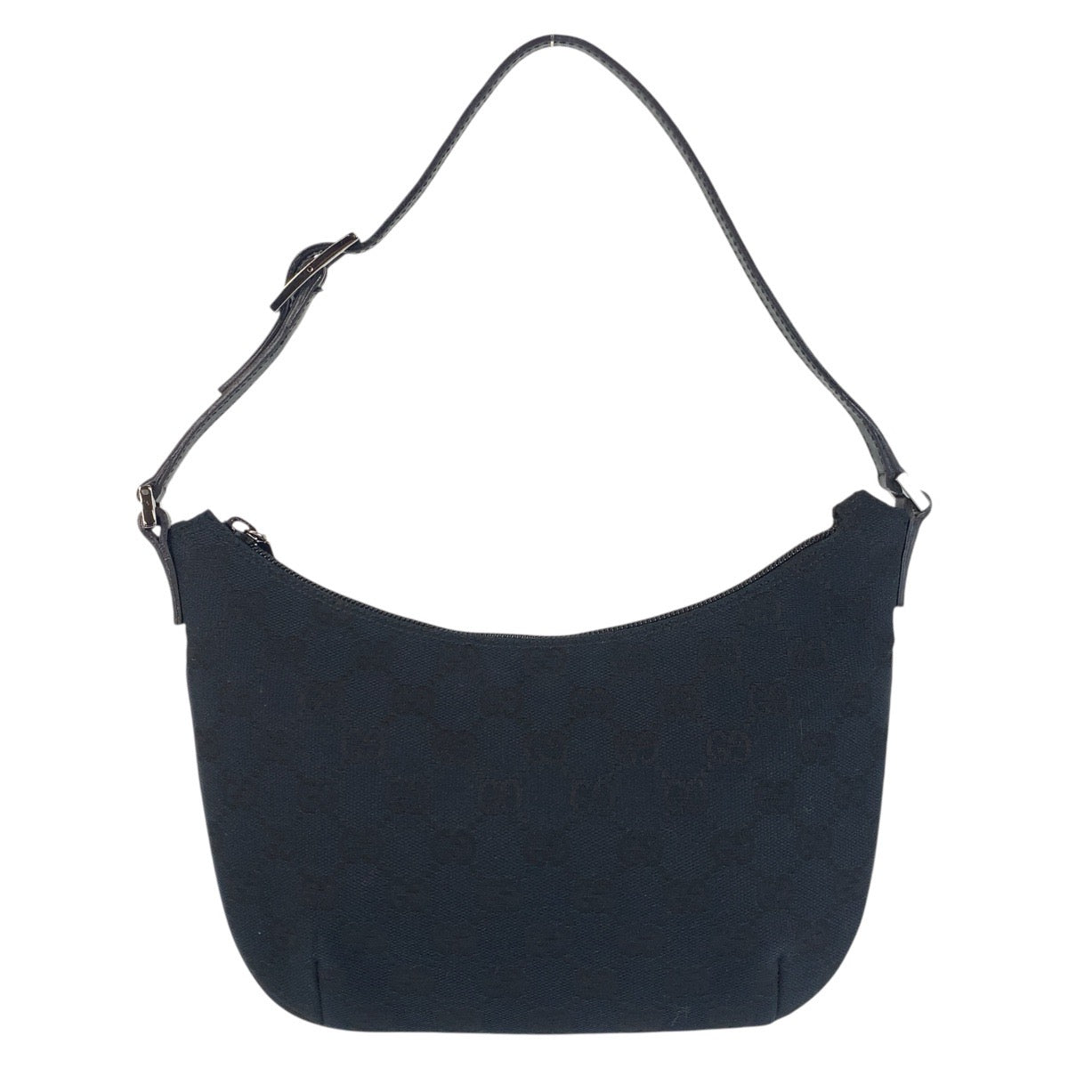 21756
GUCCI Black GG Canvas / Leather 005 0813 Shoulder Bag Ladies A46