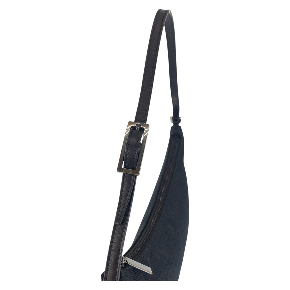 21756
GUCCI Black GG Canvas / Leather 005 0813 Shoulder Bag Ladies A46