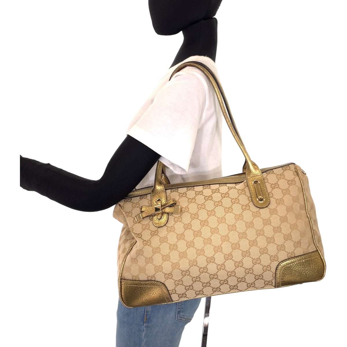 21758
GUCCI グッチ プリンシー ゴールド GGキャンバス / レザー 177052 トートバッグ ショルダーバッグ ハンドバッグ レディース ABP33