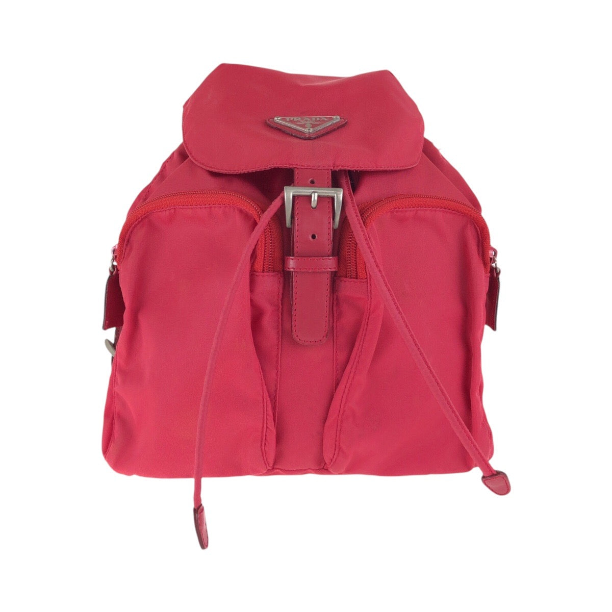 21769
PRADA プラダ テスート 三角ロゴプレート レッド シルバー金具 ナイロン / レザー リュック・デイパック バックパック レディース AB40