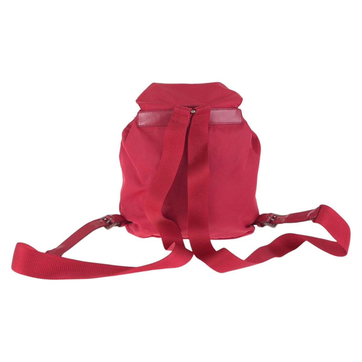 21769
PRADA プラダ テスート 三角ロゴプレート レッド シルバー金具 ナイロン / レザー リュック・デイパック バックパック レディース AB40