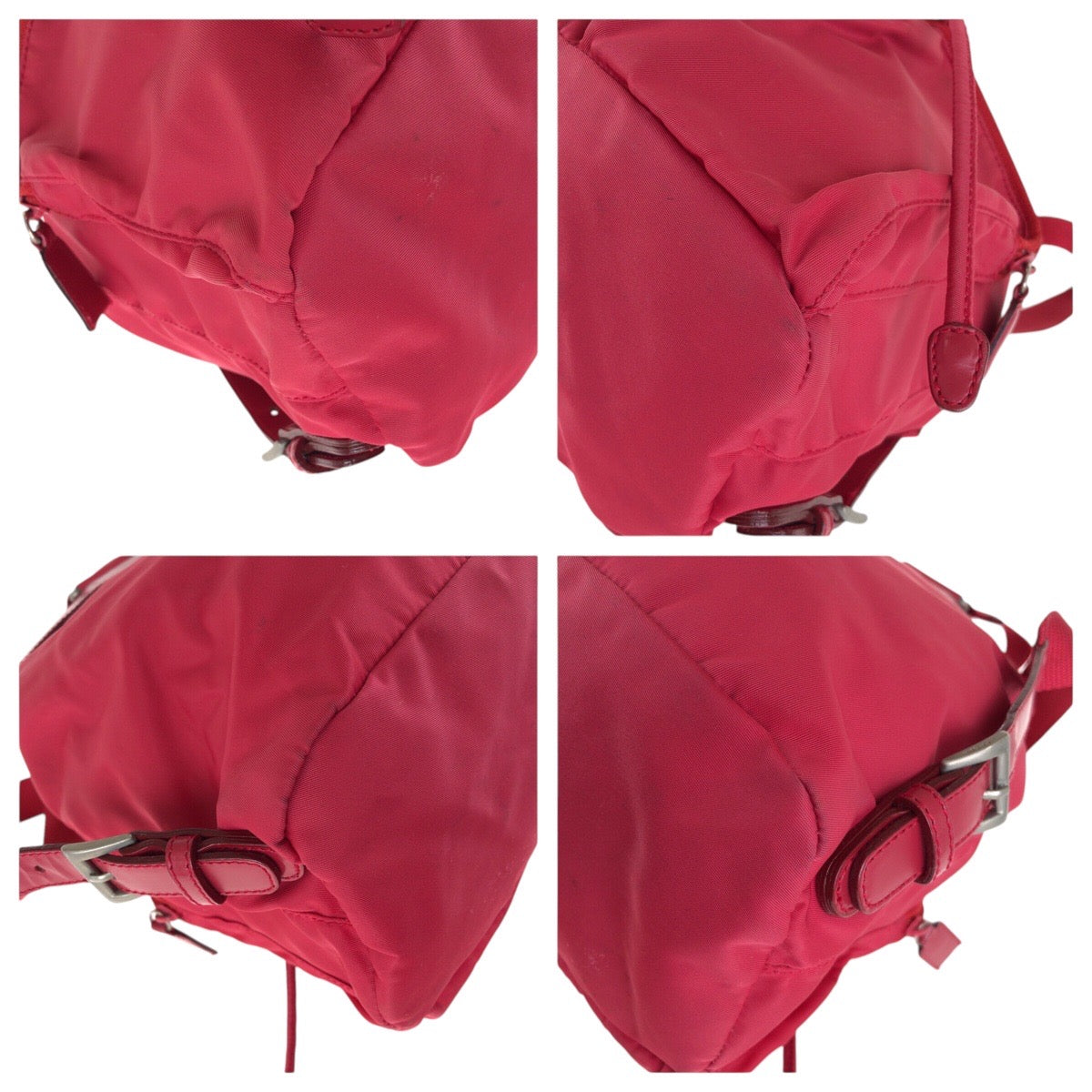 21769
PRADA プラダ テスート 三角ロゴプレート レッド シルバー金具 ナイロン / レザー リュック・デイパック バックパック レディース AB40
