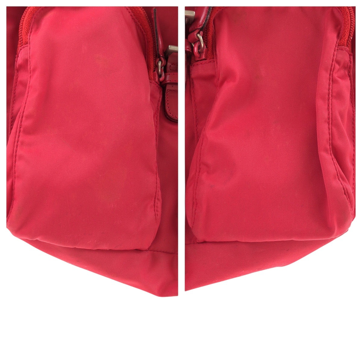 21769
PRADA プラダ テスート 三角ロゴプレート レッド シルバー金具 ナイロン / レザー リュック・デイパック バックパック レディース AB40