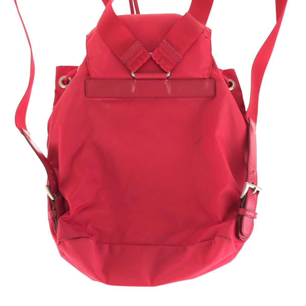 21769
PRADA プラダ テスート 三角ロゴプレート レッド シルバー金具 ナイロン / レザー リュック・デイパック バックパック レディース AB40