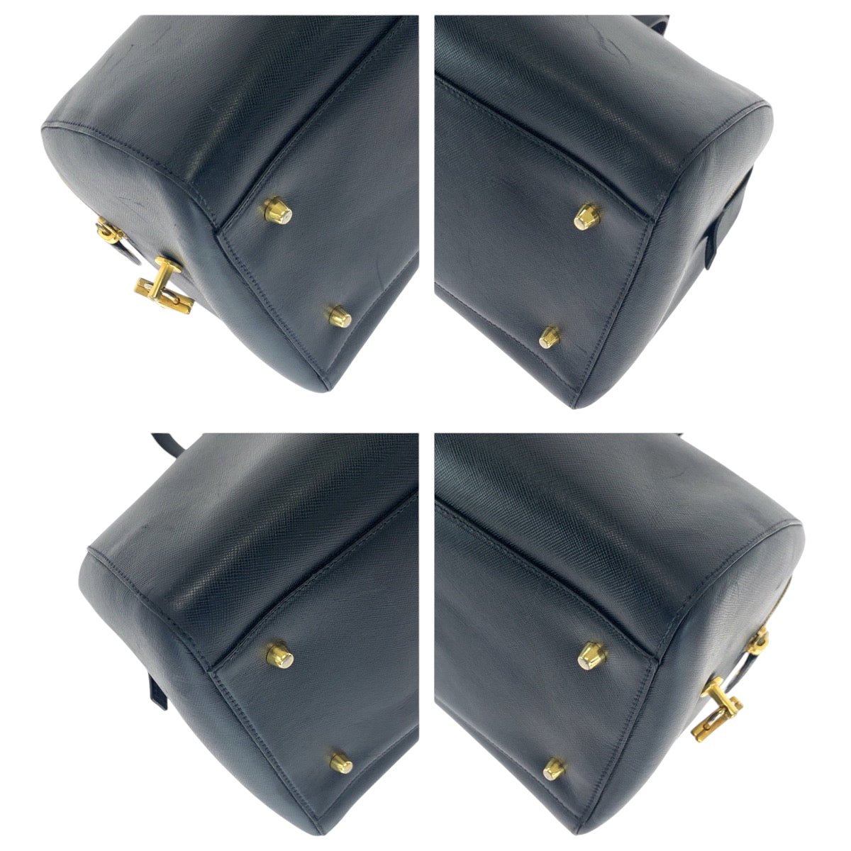 21770
PRADA プラダ ヴィンテージ サフィアーノ ネイビー ゴールド金具 レザー ボストンバッグ ハンドバッグ レディース AB40