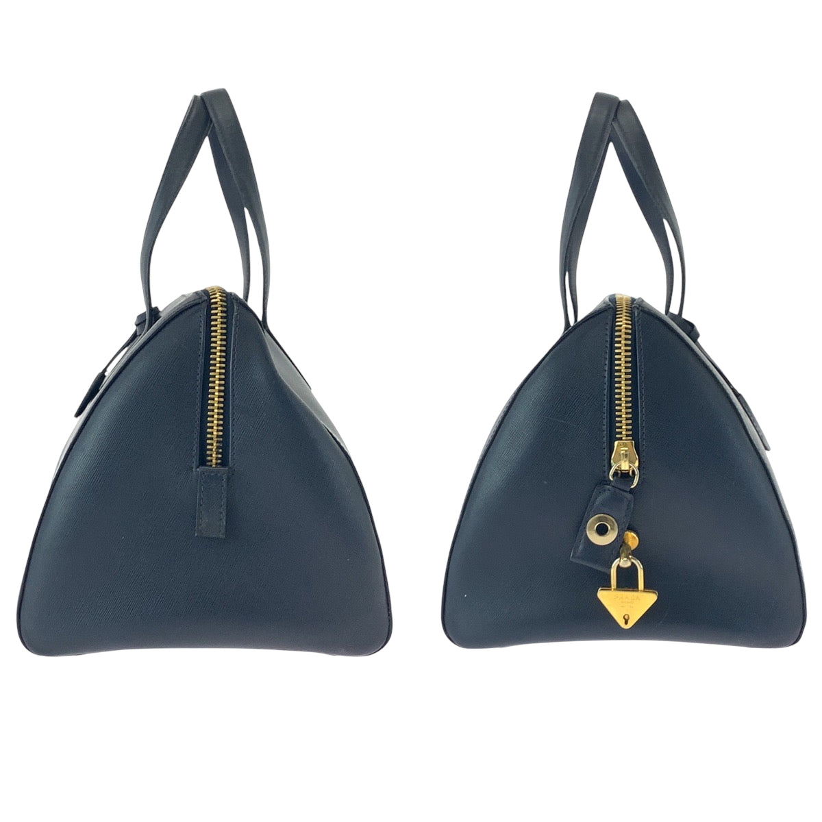 21770
PRADA プラダ ヴィンテージ サフィアーノ ネイビー ゴールド金具 レザー ボストンバッグ ハンドバッグ レディース AB40