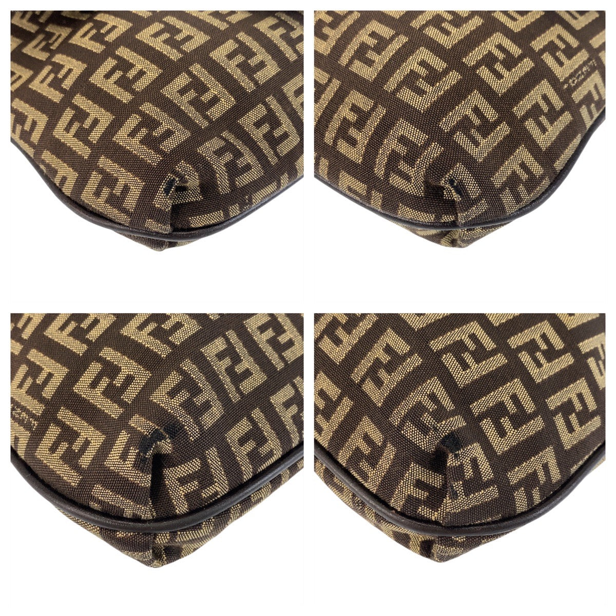 21772
FENDI フェンディ ズッキーノ カムセポシェット ブラウン シルバー金具 キャンバス ショルダーバッグ ポシェット レディース AB40