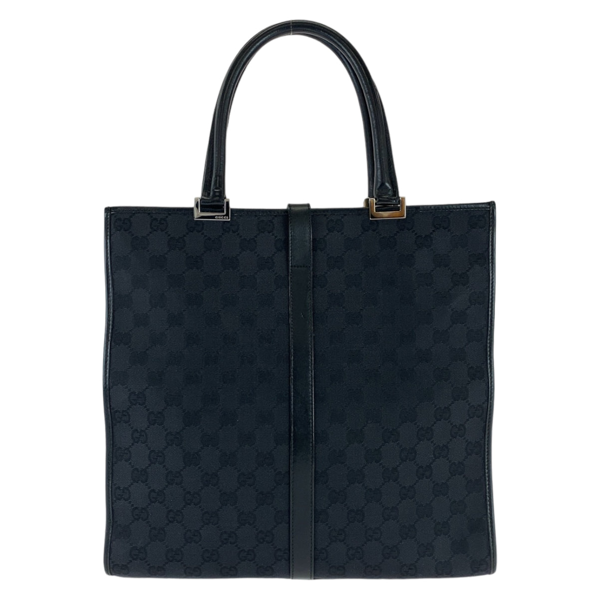 21776
GUCCI Jackie Black Silver Hardware GG Canvas / Leather 002 1064 Tote Bag Handbag Women's ABP40