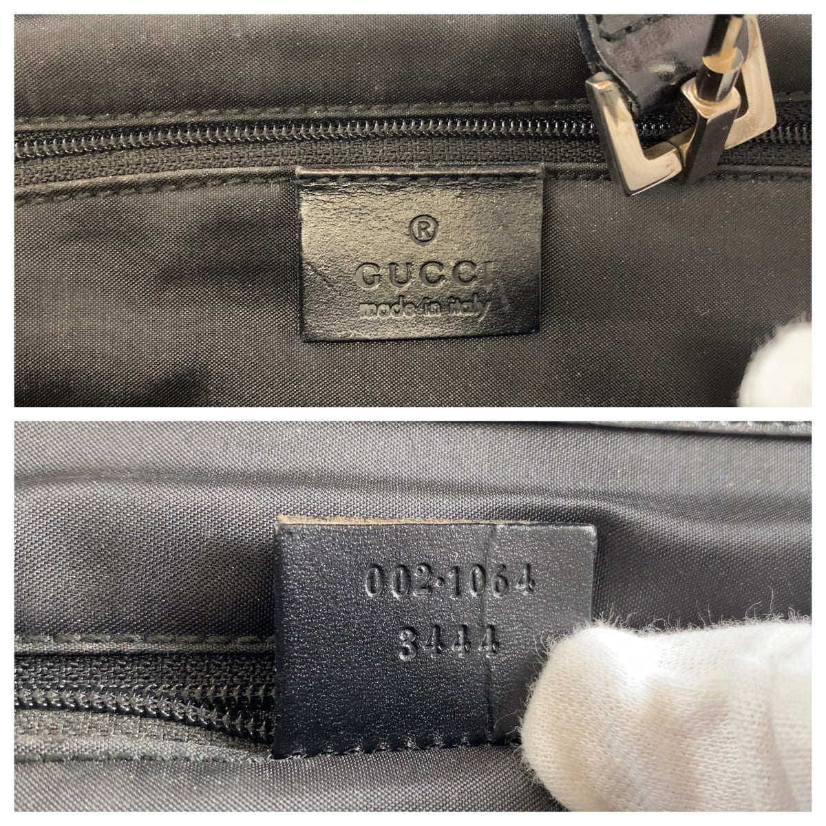 21776
GUCCI Jackie Black Silver Hardware GG Canvas / Leather 002 1064 Tote Bag Handbag Women's ABP40