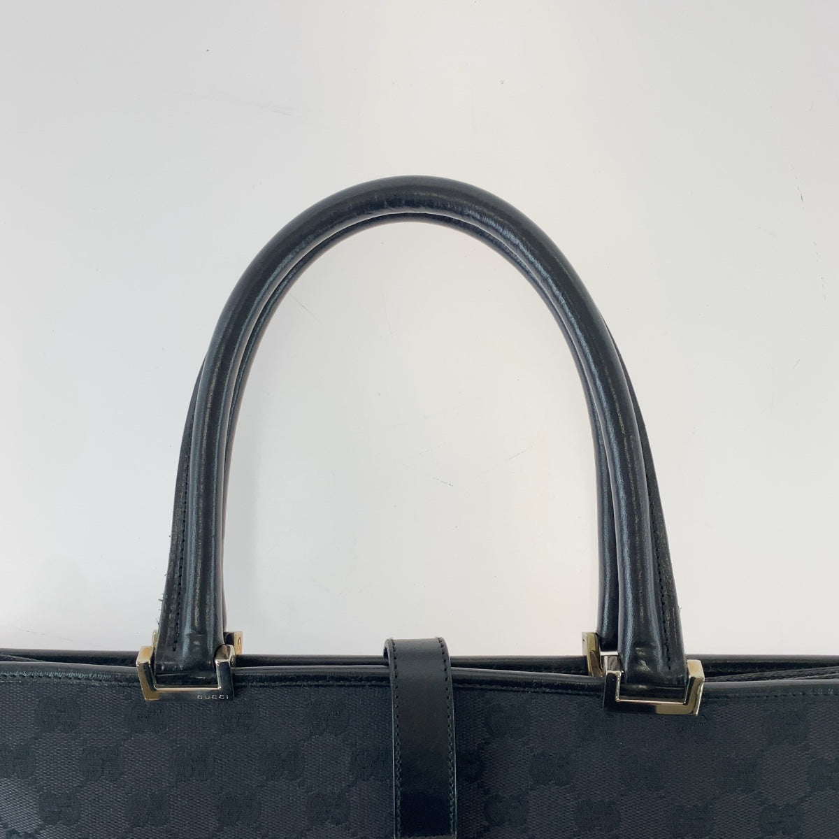 21776
GUCCI Jackie Black Silver Hardware GG Canvas / Leather 002 1064 Tote Bag Handbag Women's ABP40