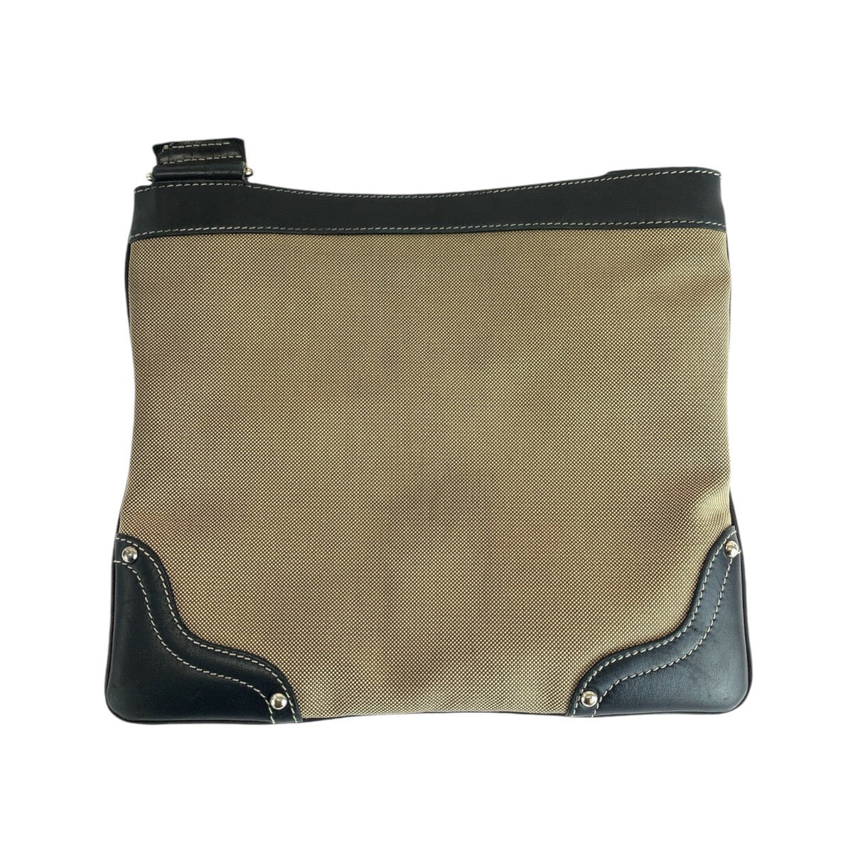 21782
PRADA プラダ ロゴジャガード ベージュ ブラック シルバー金具 キャンバス / レザー ショルダーバッグ メッセンジャーバッグ レディース AB40