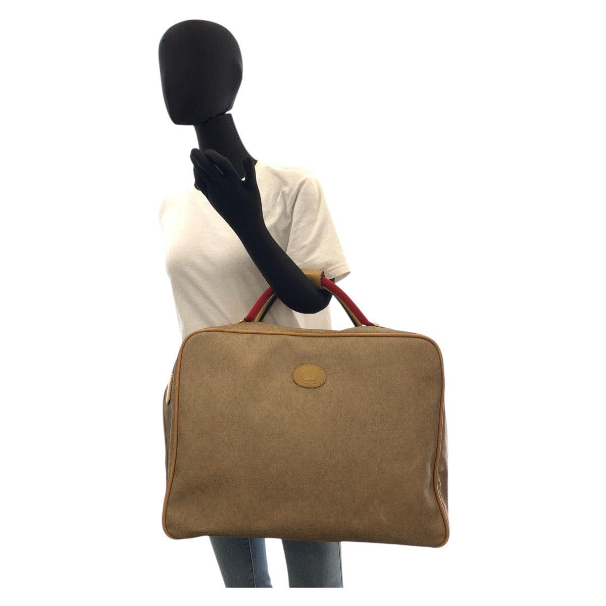 21783
GUCCI Vintage Sherry Line Old Gucci Beige Gold Hardware PVC 012 39 4863 Boston Bag Unisex Women's AB40