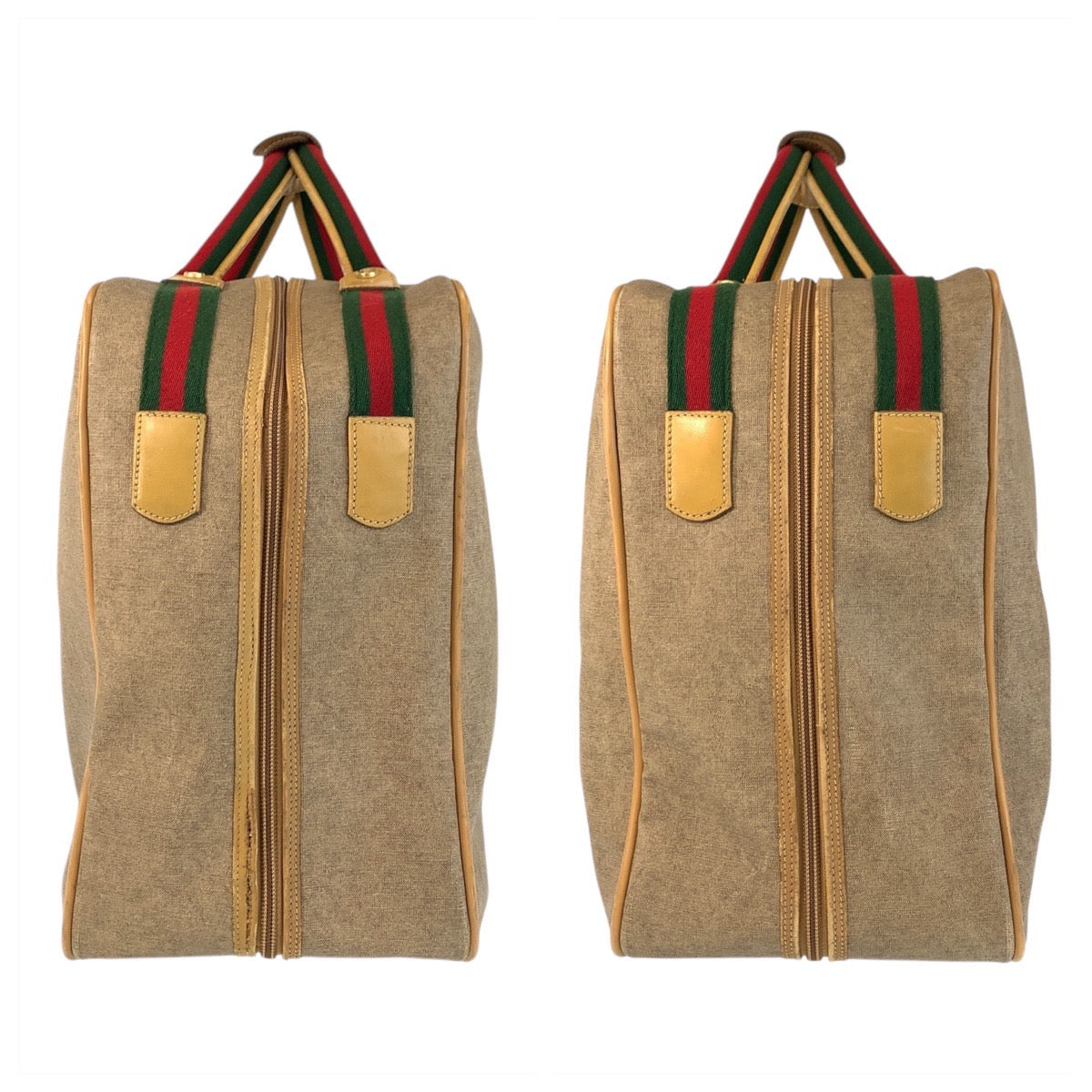 21783
GUCCI Vintage Sherry Line Old Gucci Beige Gold Hardware PVC 012 39 4863 Boston Bag Unisex Women's AB40