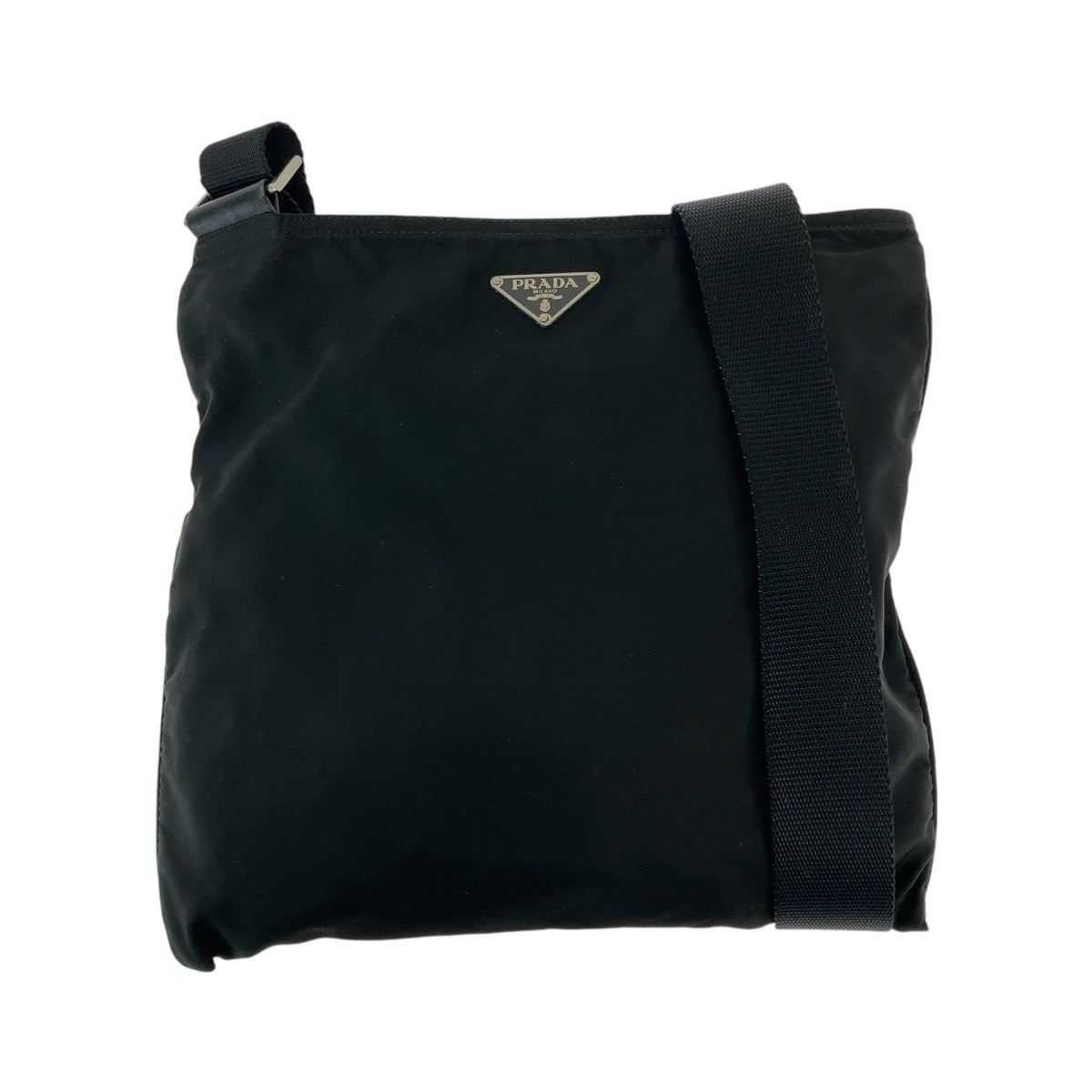 21786
PRADA プラダ テスート 三角ロゴプレート ブラック 黒 シルバー金具 ナイロン ショルダーバッグ ポシェット レディース ABP39