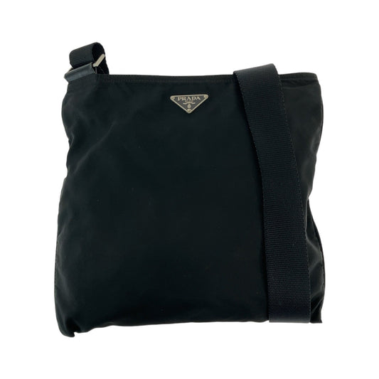 21786
PRADA プラダ テスート 三角ロゴプレート ブラック 黒 シルバー金具 ナイロン ショルダーバッグ ポシェット レディース ABP39