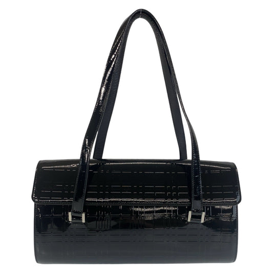 21787
BURBERRY バーバリー チェック柄 型押し ブラック 黒 シルバー金具 レザー ショルダーバッグ レディース A28