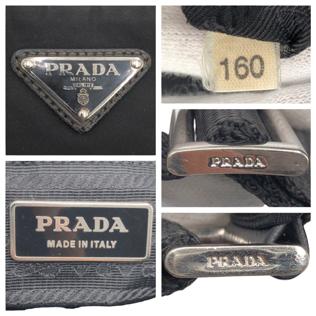 21792
PRADA Tessuto Triangle Logo Plate Unisex Black Silver Hardware Nylon Shoulder Bag Pochette Women's ABP40